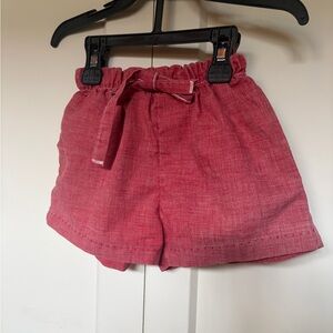 healthtex Red High-Waist Linen-Blend Girls Shorts with Tie